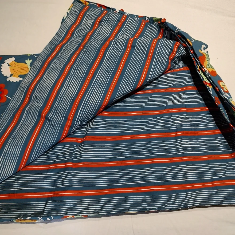 IKEA Rosenrips Blue Swedish Floral Full Duvet Cover